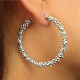 Vintage Gold Round Geometric Statement Metal Hanging Fashion Earring